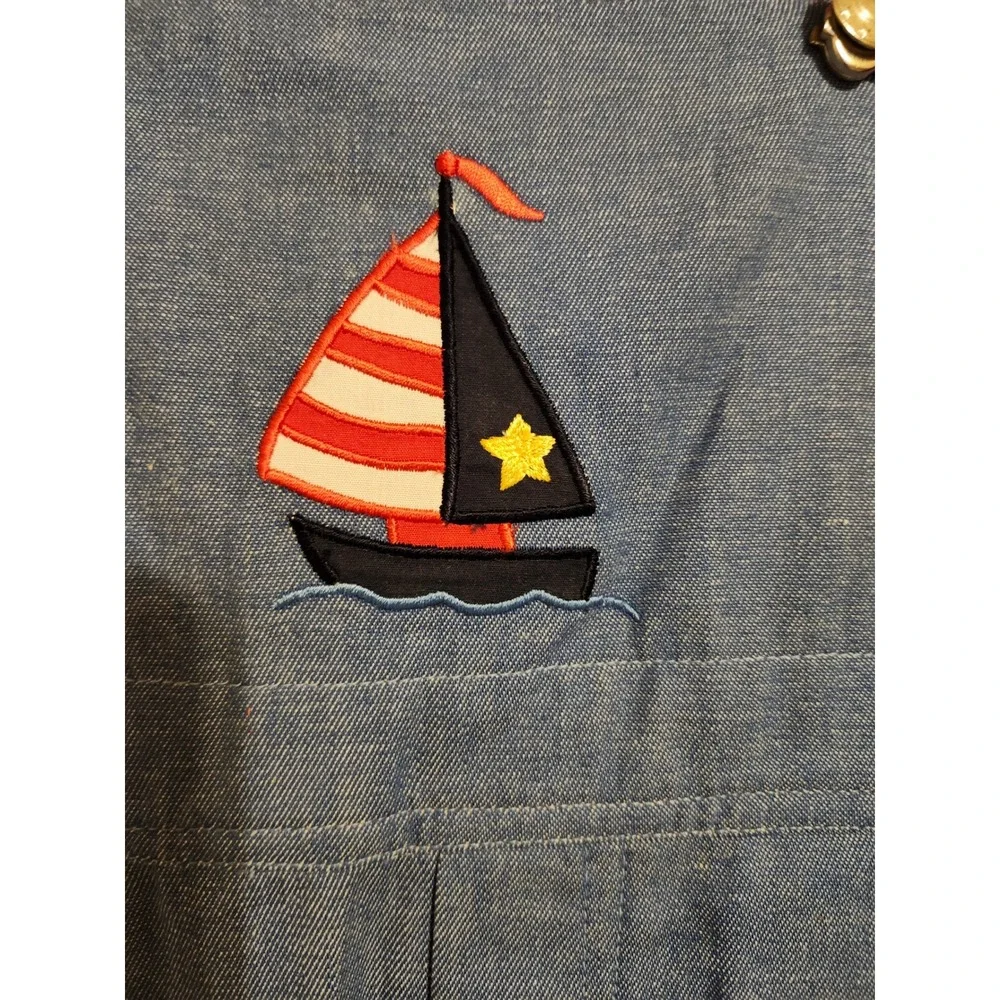 House of Hatten Boys 4T Sailboat Gingham Shirt and Blue Overalls Set NWT